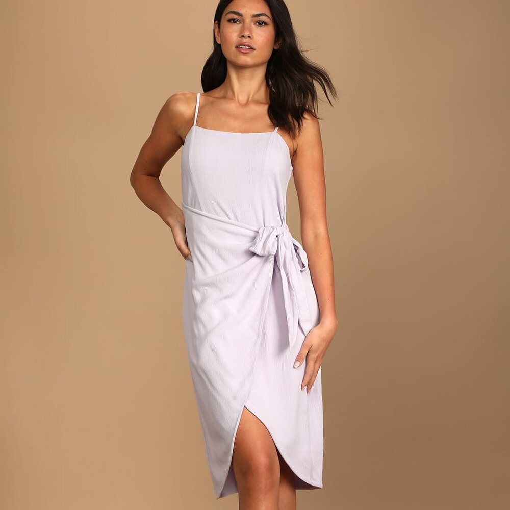 NWT Lulus Stay Sunny Lavender Faux Wrap Midi Dress XL